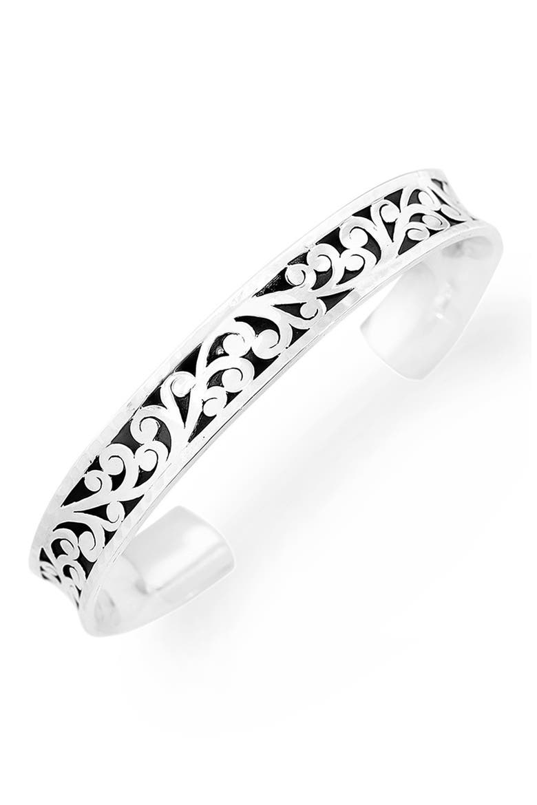 Sterling Silver Scroll Slim Cuff Bracelet, Main, color, SILVER