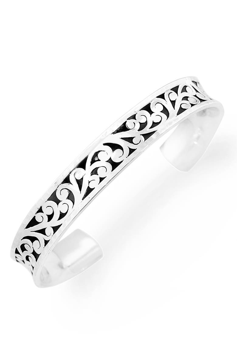 Lois Hill Sterling Silver Scroll Slim Cuff Bracelet, Main, color, 