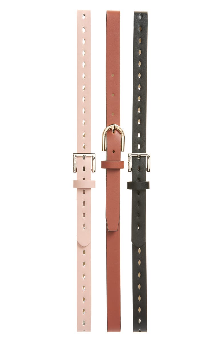 Steve Madden 3-for-1 Assorted Belts, Main, color, Black/ Cognac/ Deep Blush