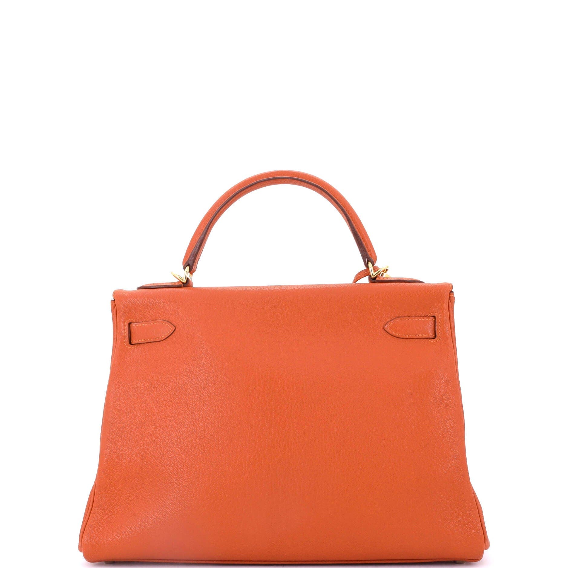 Pre-Owned Hermes Kelly Handbag Orange Chevre de Coromandel with Gold Hardware 32, Alternate, color, 
