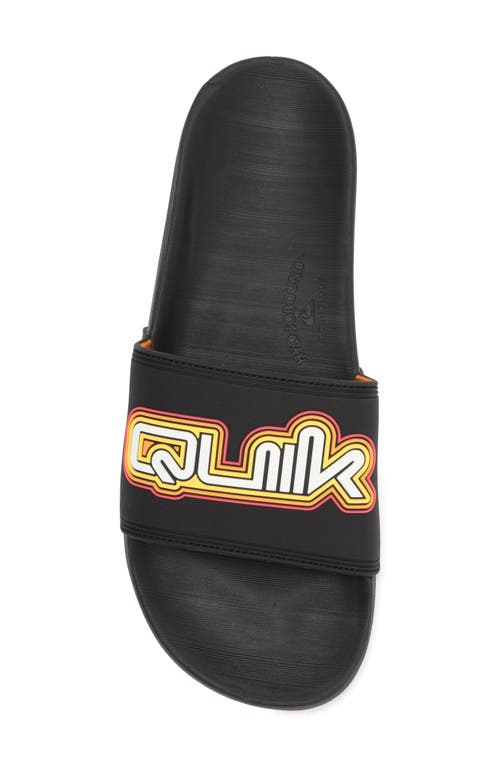 Quiksilver Rivi Wordmark Slide Sandal In Black/yellow