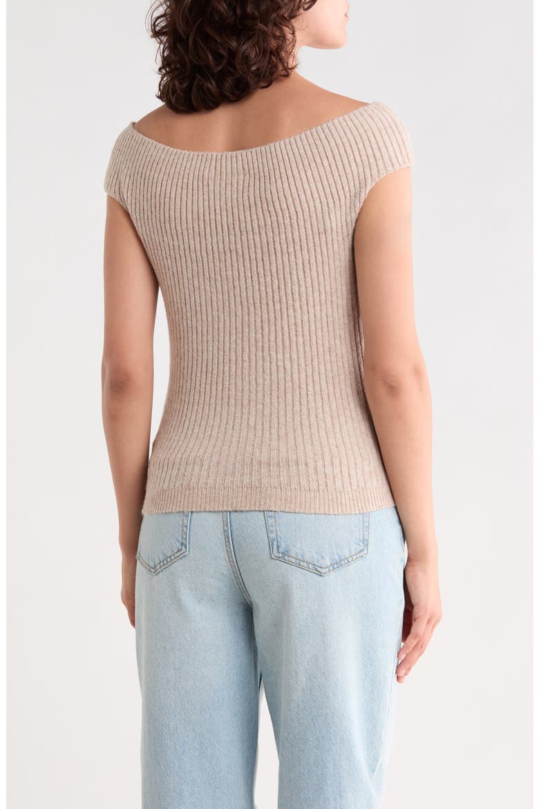 Off the Shoulder Ribbed Sweater Top, Alternate, color, OATMEAL