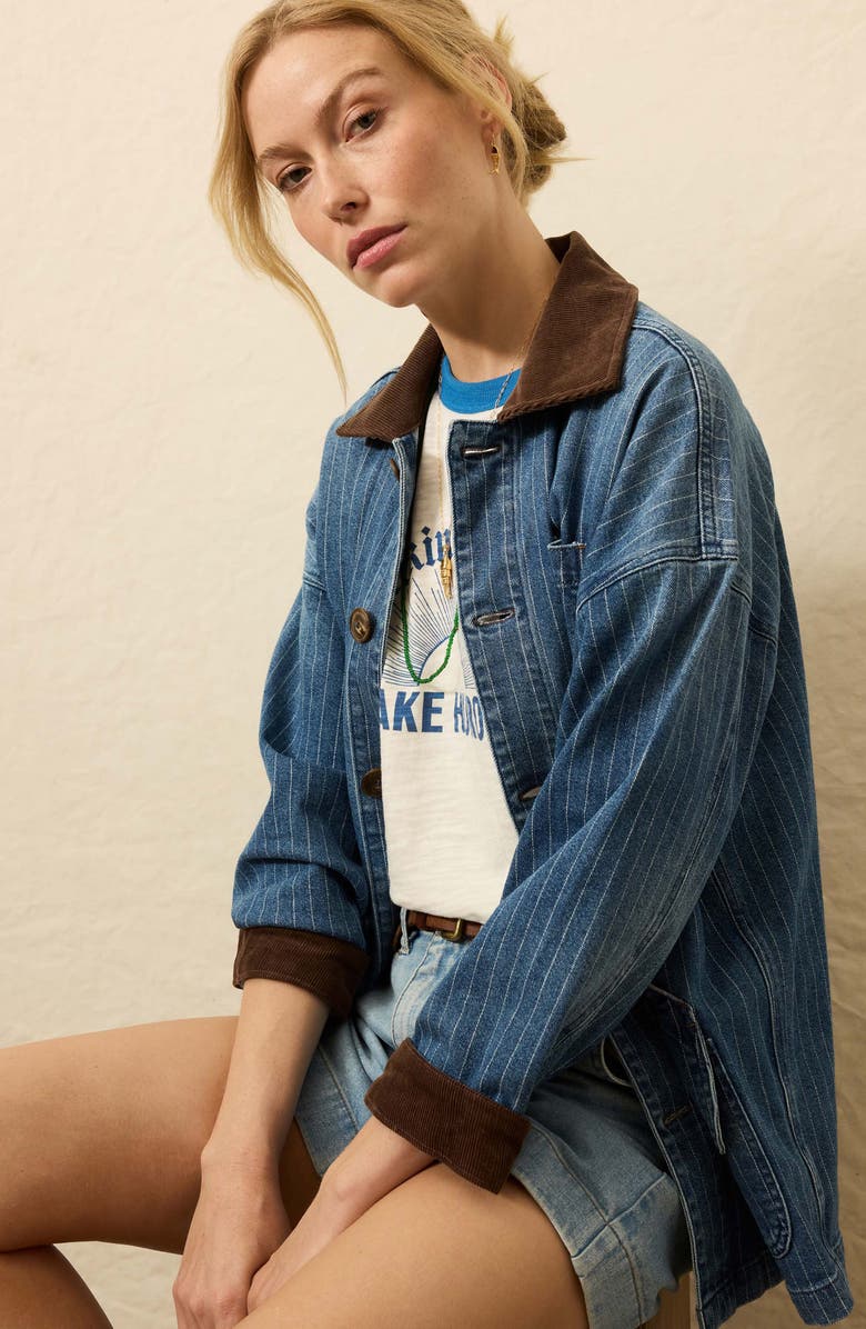 Faherty Sunwashed Denim Barn Jacket, Alternate, color, Dusk Stripe Wash