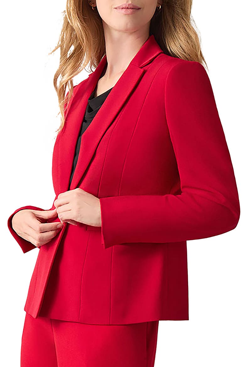 Stretch Crepe One-Button Blazer, Alternate, color, FIRE RED