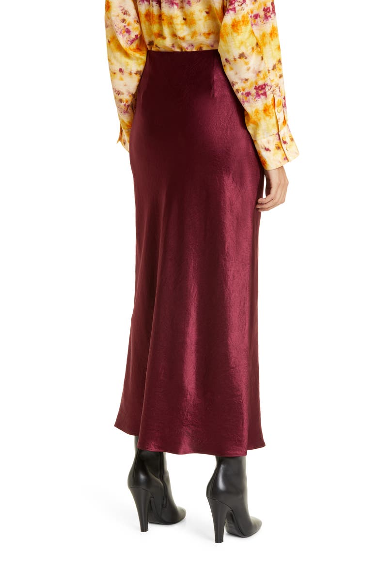 Crinkle Satin Slip Skirt, Alternate, color, BORDEAUX