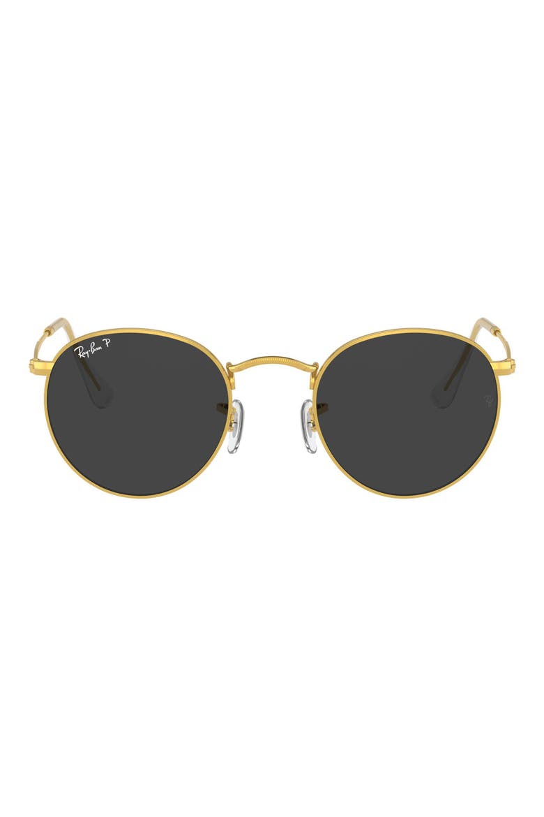 47mm Small Polarized Round Sunglasses, Main, color, GOLD/ BLACK
