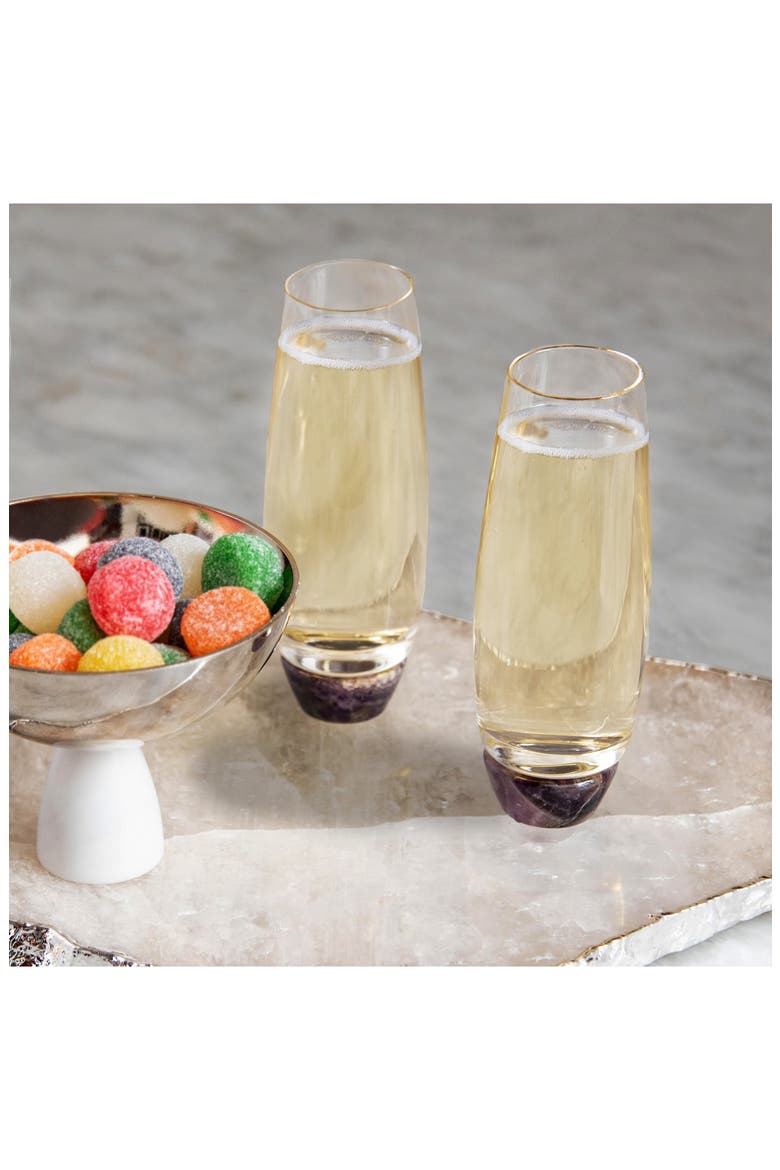 Elevo Set of 2 Champagne Glasses, Alternate, color, AMETHYST