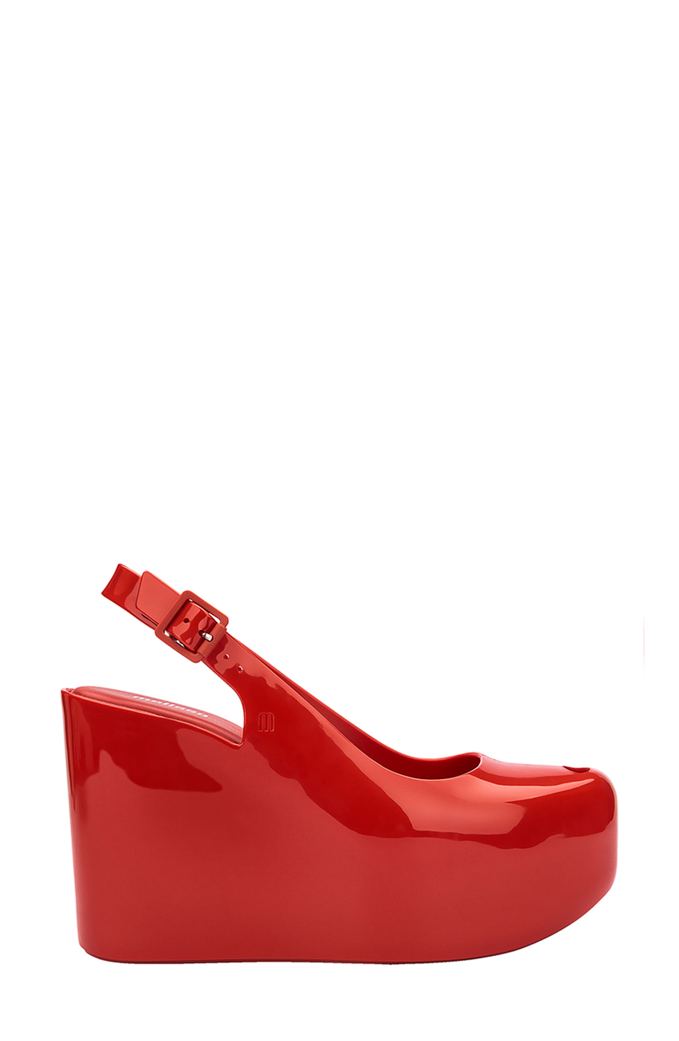 Melissa Groovy Slingback Platform Wedge Pump, Alternate, color, Red