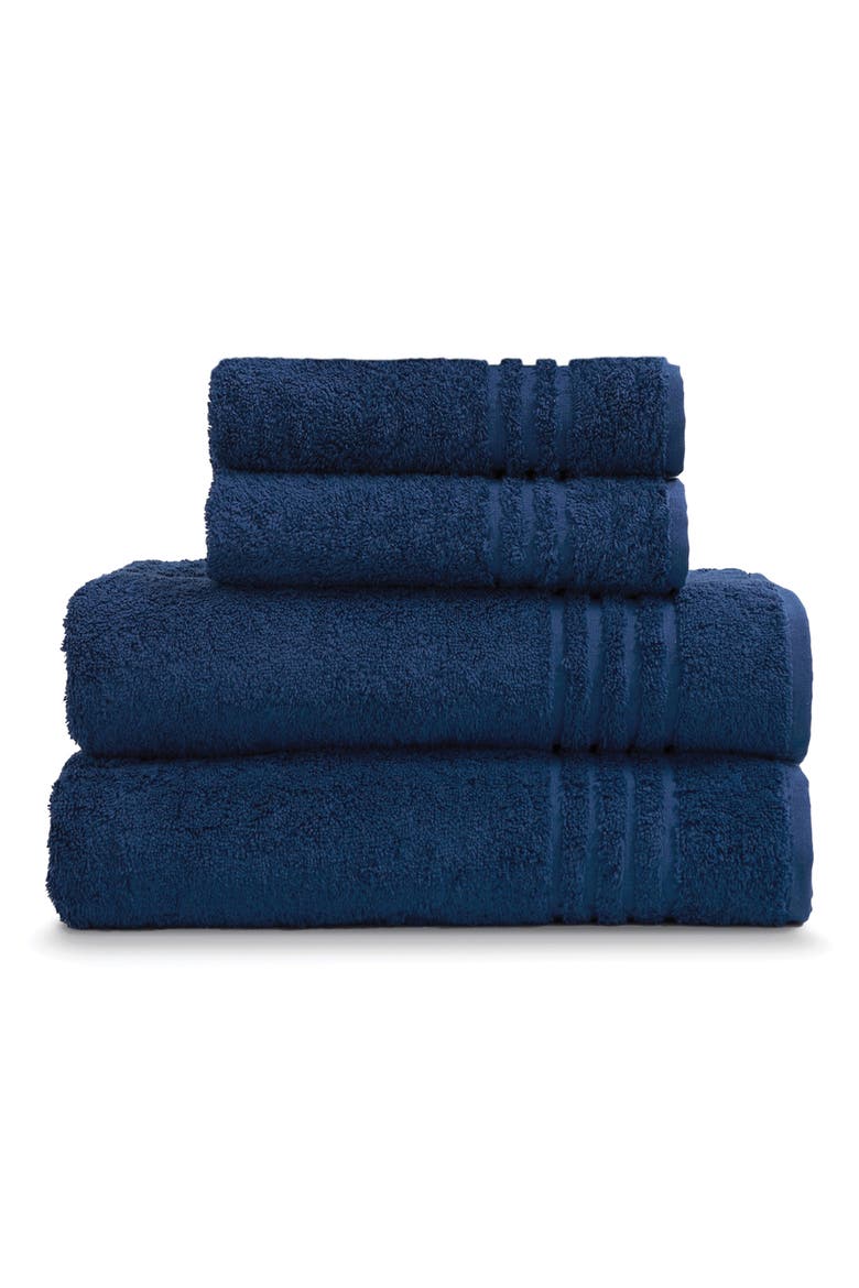 Solid Cotton 4-Piece Towel Set, Main, color, NAVY