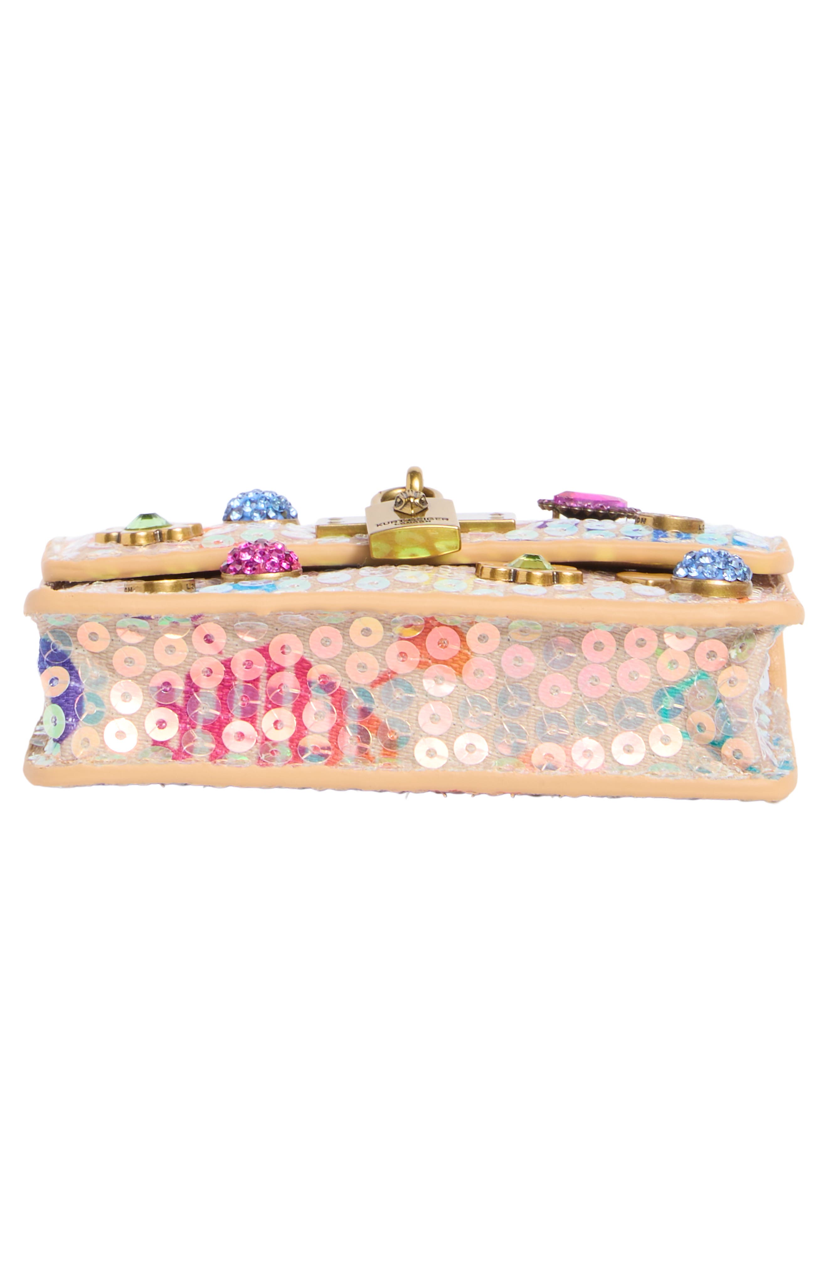 Micro Brixton Crystal & Sequin Crossbody Bag, Alternate, color, LIGHT PINK MULTI