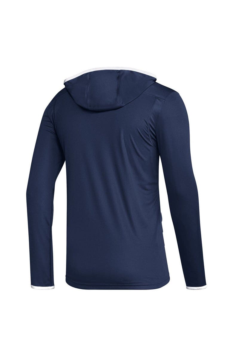 adidas Men's adidas Navy New York Rangers Team Long Sleeve Quarter-Zip Hoodie T-Shirt, Alternate, color,