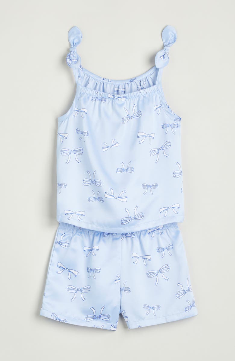 Nordstrom Kids' Bow Trim Satin Short Pajamas, Alternate, color, Blue Dazzle Bows
