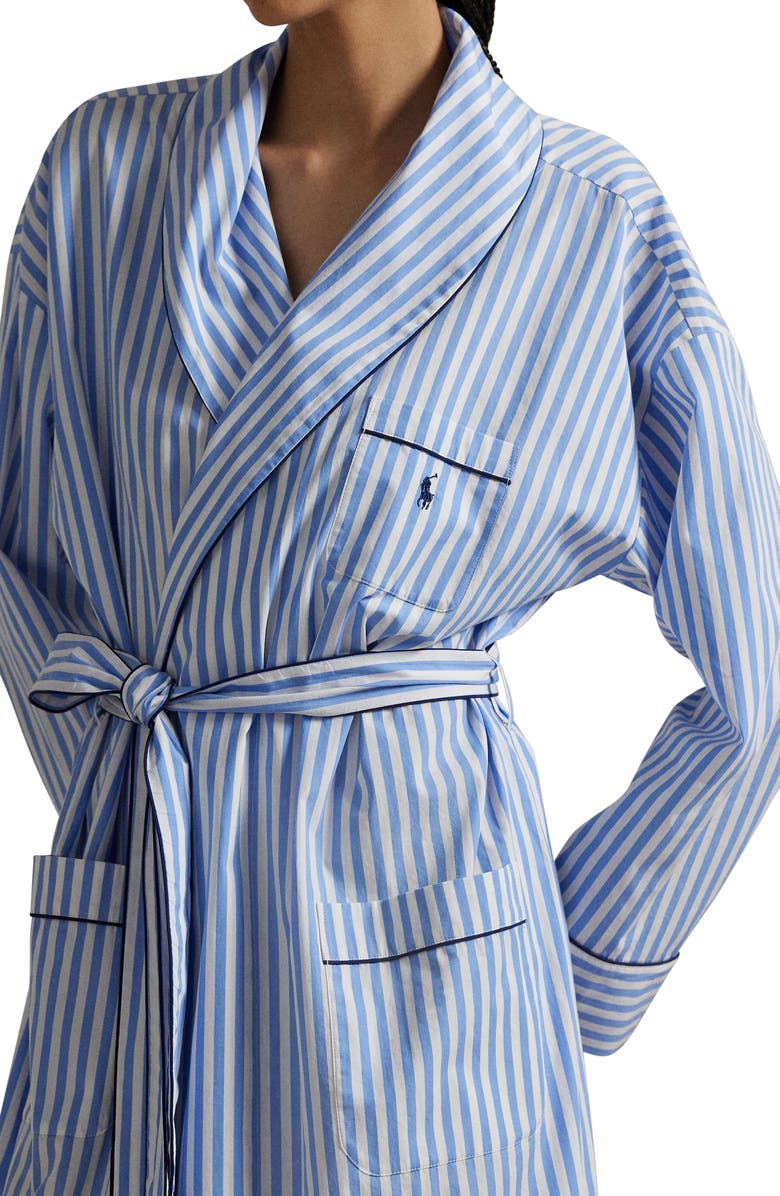Polo Ralph Lauren Heritage Stripe Cotton Blend Robe, Alternate, color, Wide Stripes