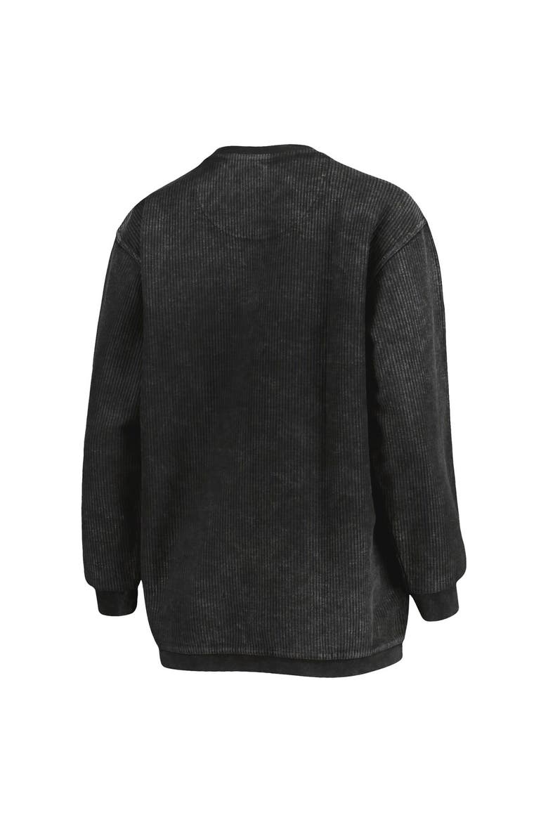 Women's Pressbox Black Miami Hurricanes Comfy Cord Vintage Wash Basic Arch Pullover Sweatshirt, Alternate, color, Black