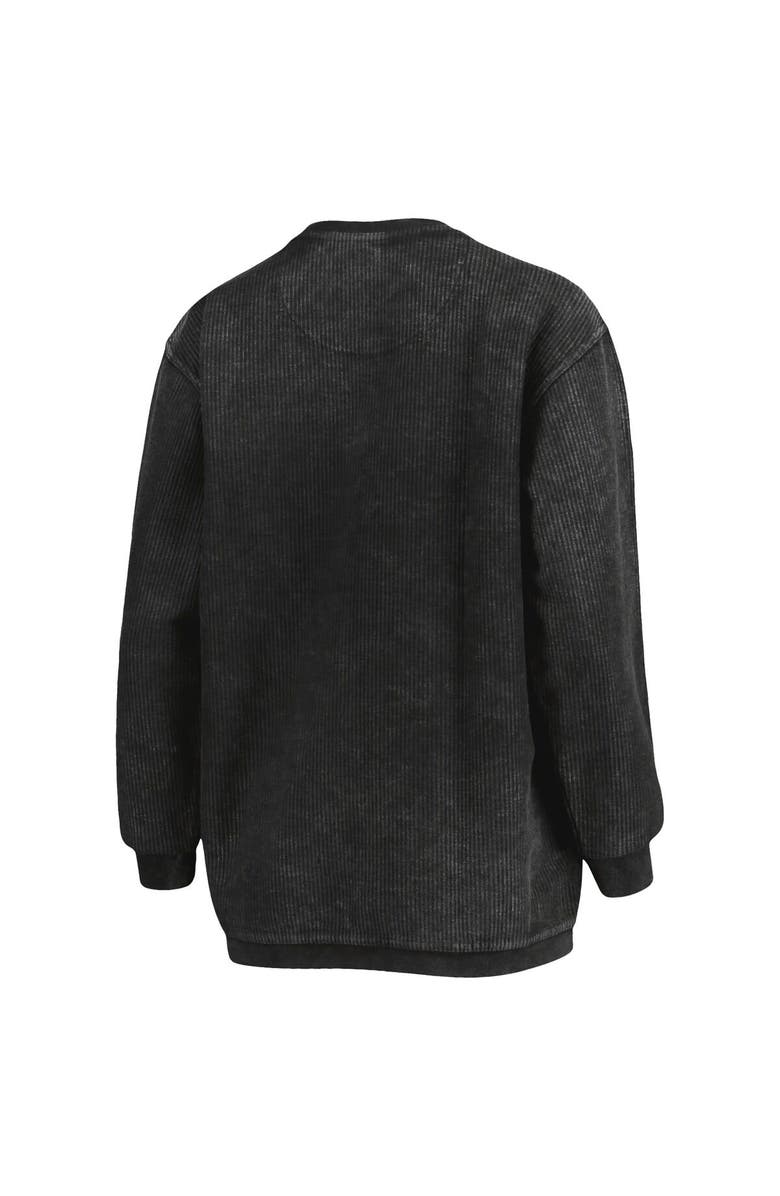 PRESSBOX Women's Pressbox Black Miami Hurricanes Comfy Cord Vintage Wash Basic Arch Pullover Sweatshirt, Alternate, color, Black