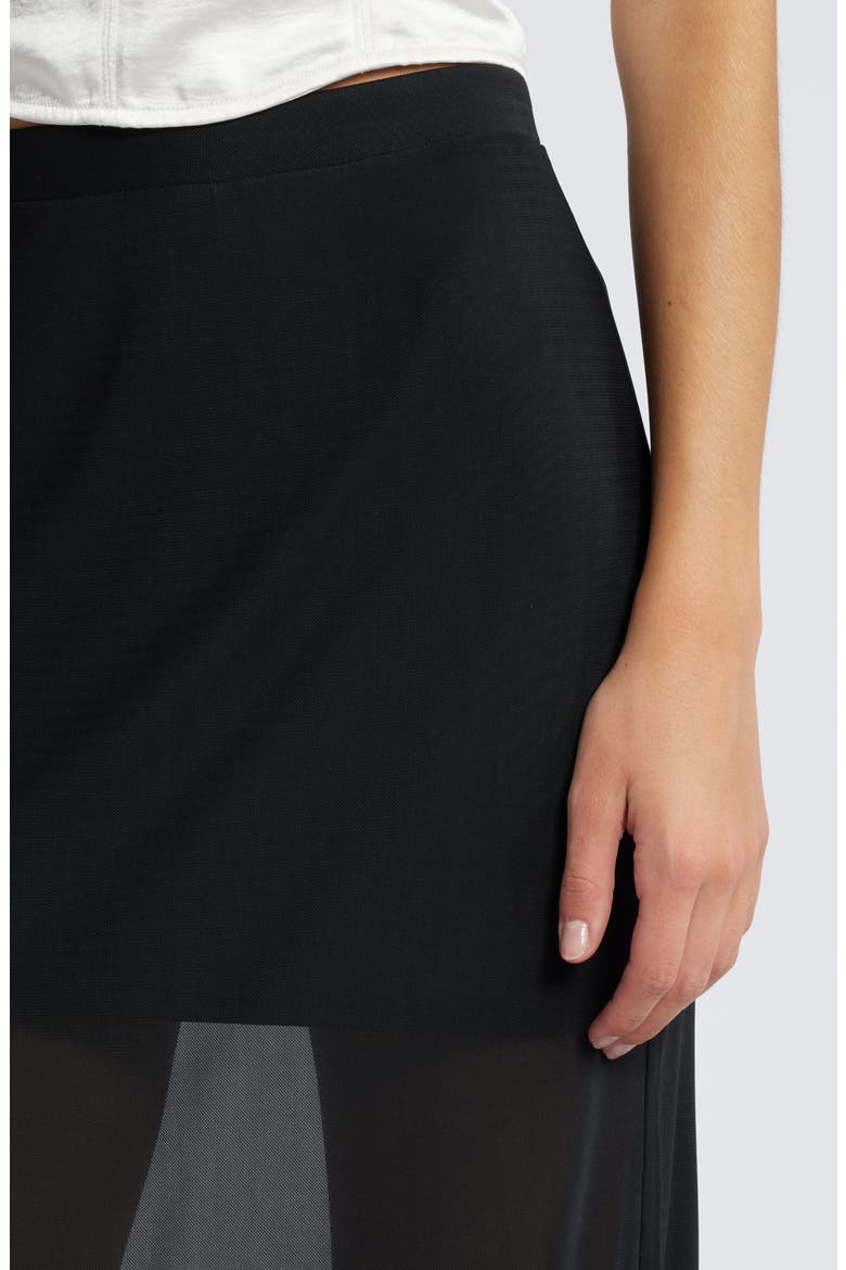Sheer Mesh Midi Skirt, Alternate, color, BLACK