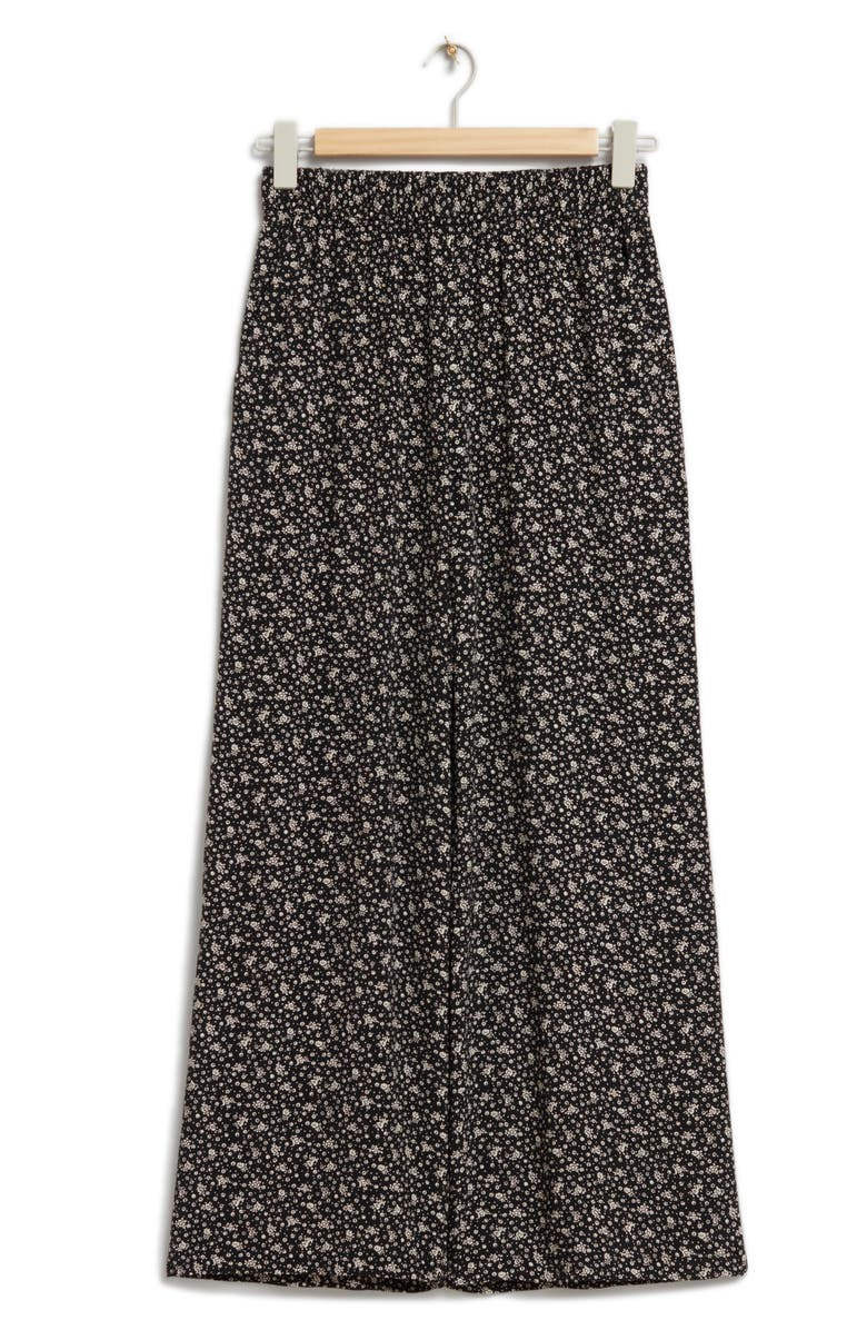 & Other Stories Floral Print Wide Leg Pants, Alternate, color, Black