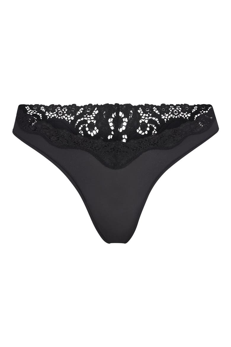 Fits Everybody Lace Dipped Thong, Alternate, color, ONYX