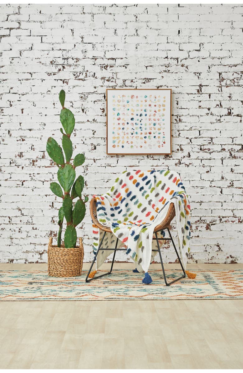 carol & frank 50" x 60" Vaughan Polka Dot Tassels Premium Cotton Accent Throw Blanket, Alternate, color, Blue