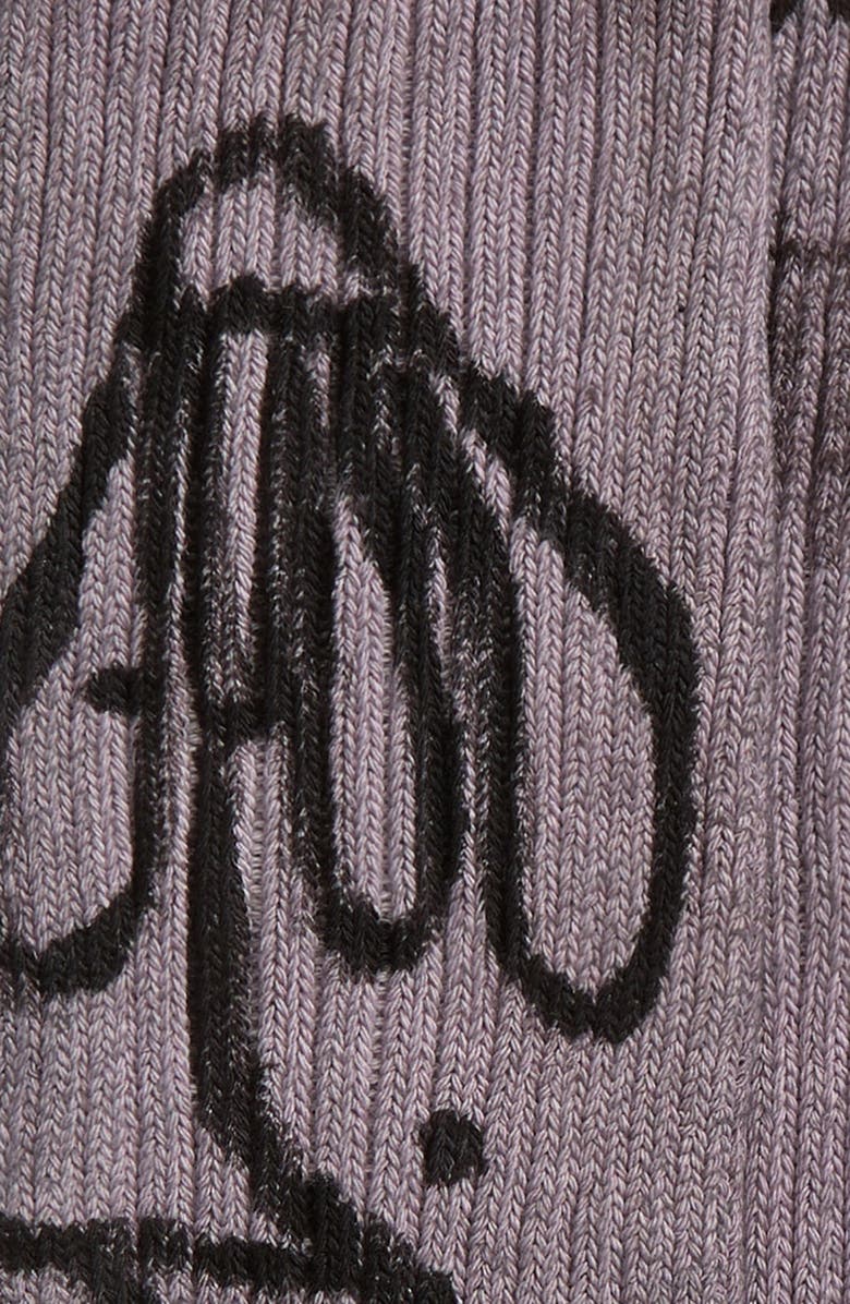 Collina Strada Print Organic Cotton Blend Crew Socks, Alternate, color, Charcoal Daisy