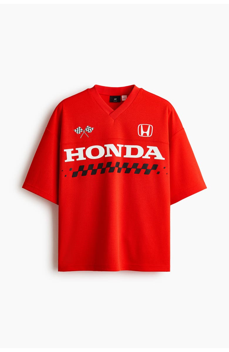 H&M Oversized printed mesh t-shirt, Alternate, color, Red/Honda