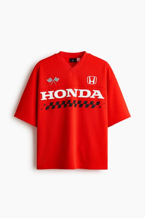 Oversized Fit Printed Mesh T-shirt
