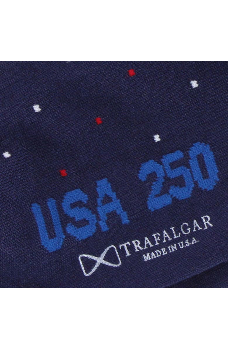 Trafalgar Founders 250 Polka Dot Over The Calf Mercerized Cotton Socks, Alternate, color, Navy Blue With Polka Dots
