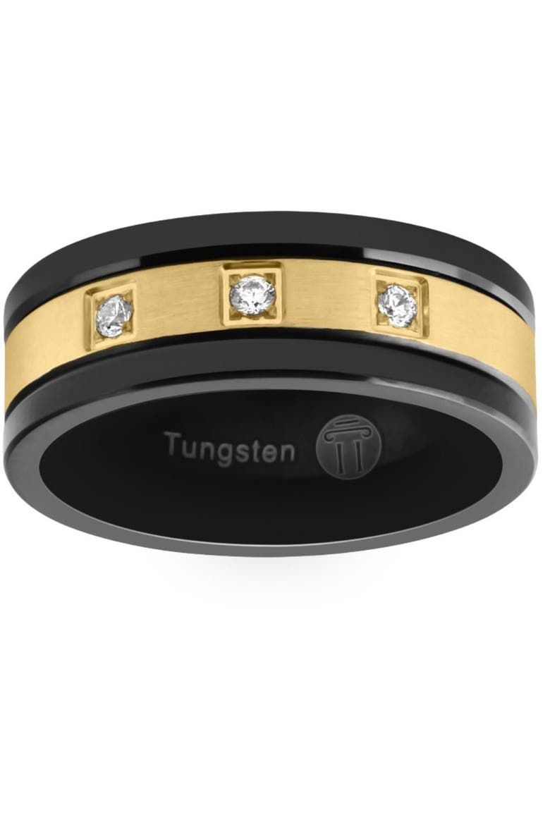 Men's Black & Gold Plated Tungsten 8mm Lab Grown Diamond Wedding Band, Alternate, color, Tungsten