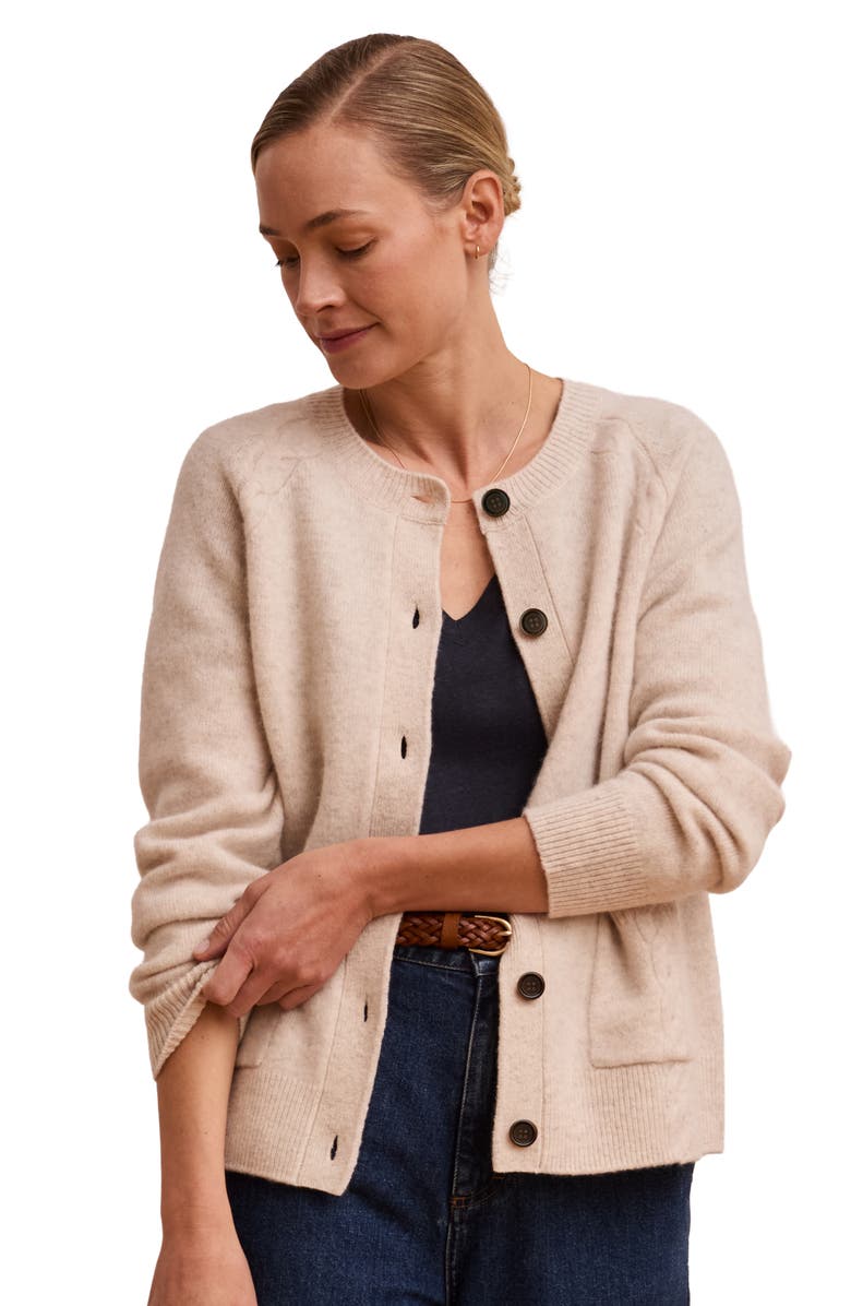 Celtic & Co. Cable Detail Raglan Cardigan, Alternate, color, Oatmeal