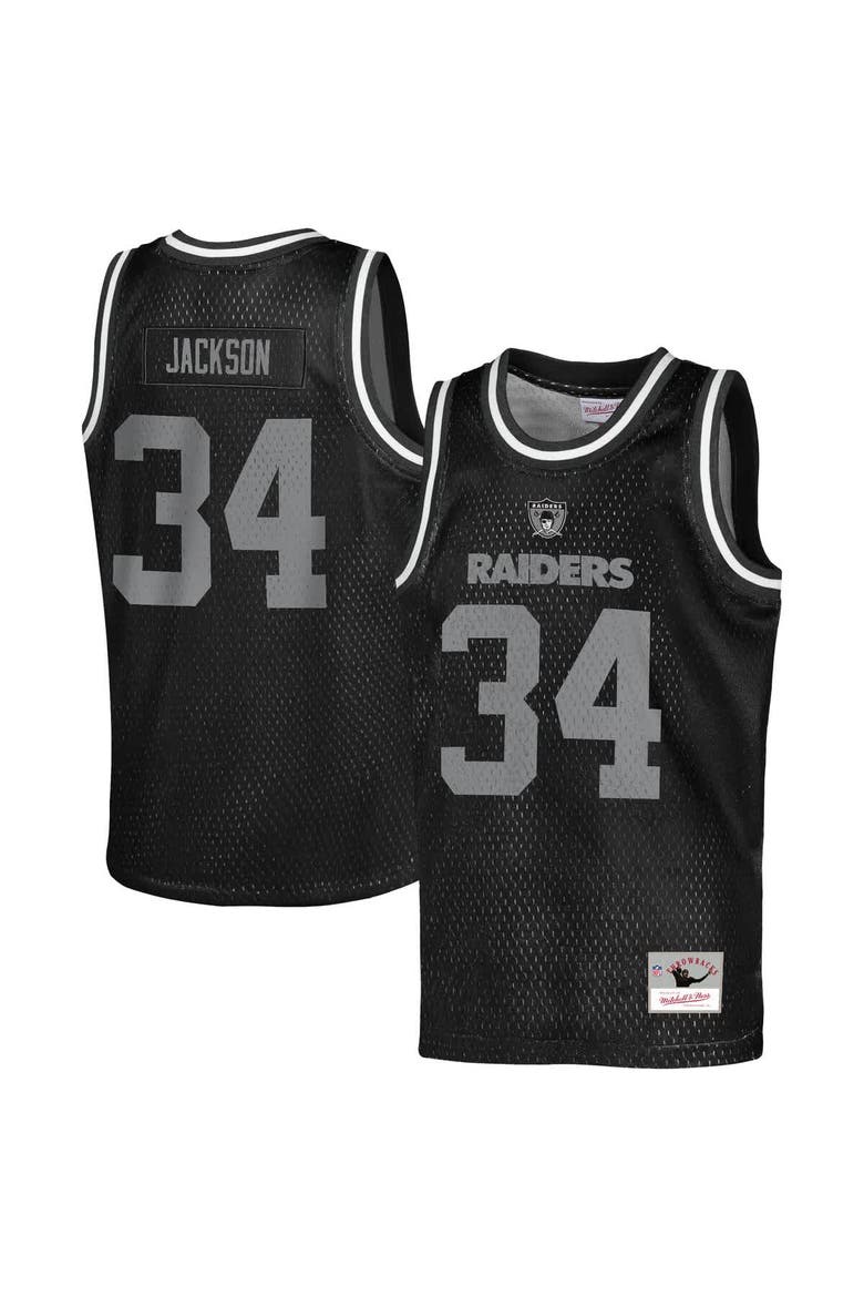 Youth Mitchell & Ness Bo Jackson Black Las Vegas Raiders Retired Player NFL Basketball Fashion Jersey, Main, color, Black