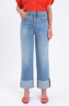 DAZE Eastside High Waist Cuff Crop Straight Leg Jeans