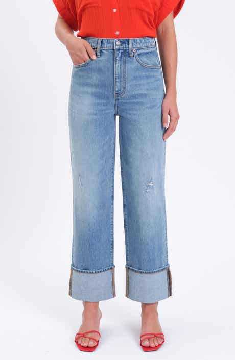 DAZE Eastside High Waist Cuff Crop Straight Leg Jeans