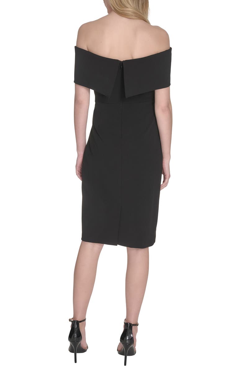 Vince Camuto Off the Shoulder Scuba Crepe Cocktail Midi Dress, Alternate, color, Black