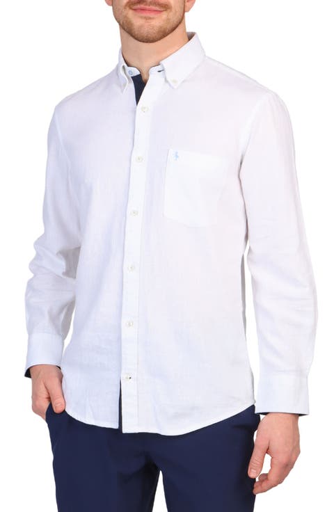 Linen Blend Button-Down Shirt