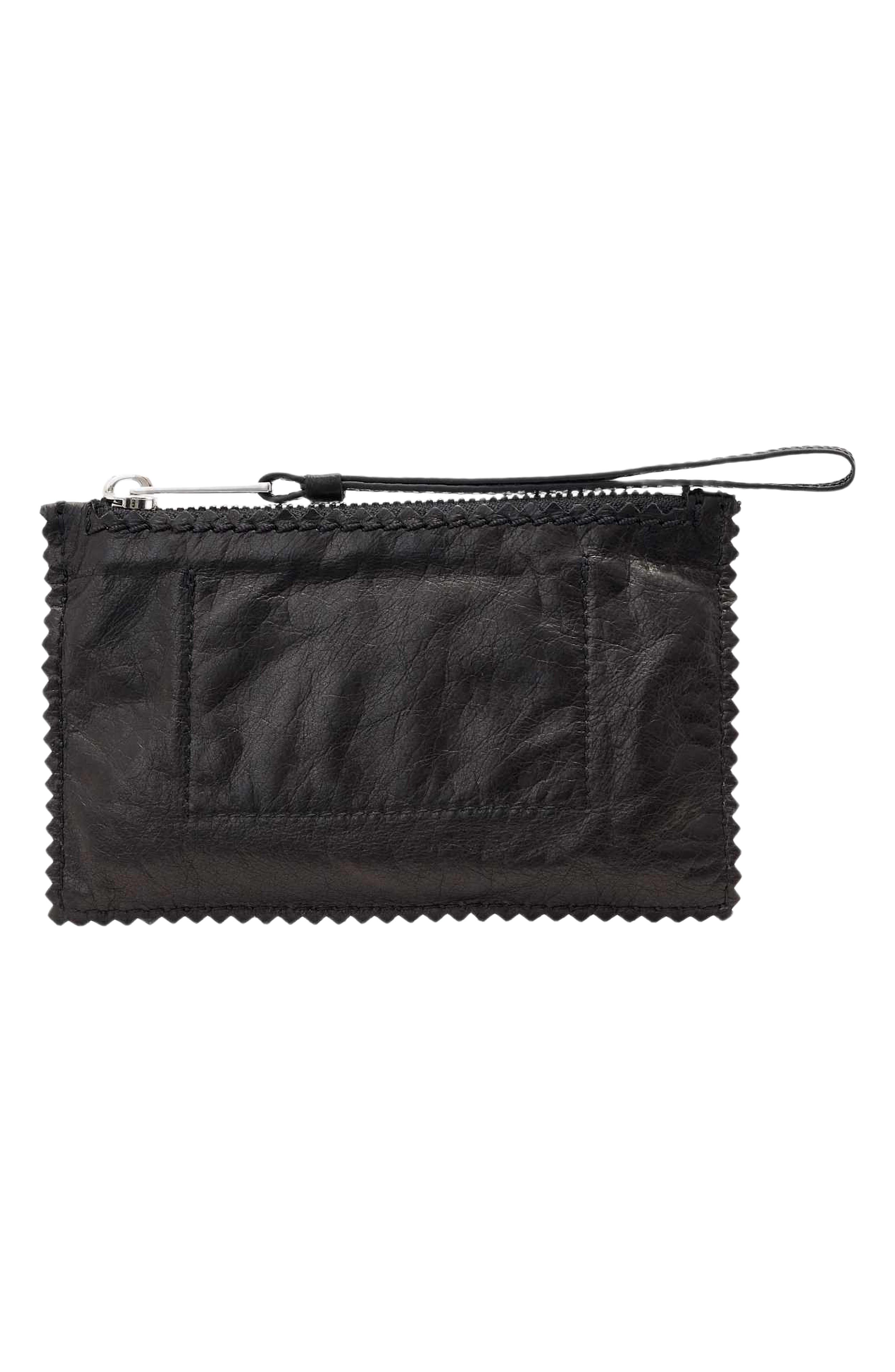 Siloh Mini Leather Pouch, Alternate, color, BLACK