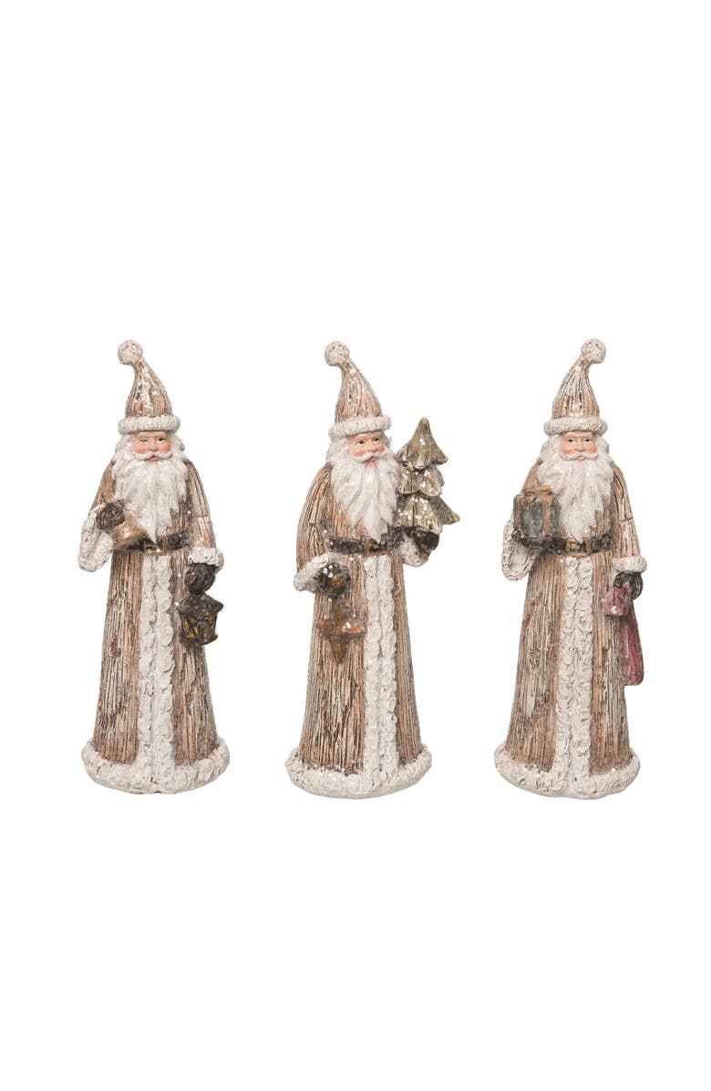 Transpac Christmas Holiday Santa Polyresin Gold Dusted Tabletop Figurines Set of 3, 6.0H inches, Main, color, 