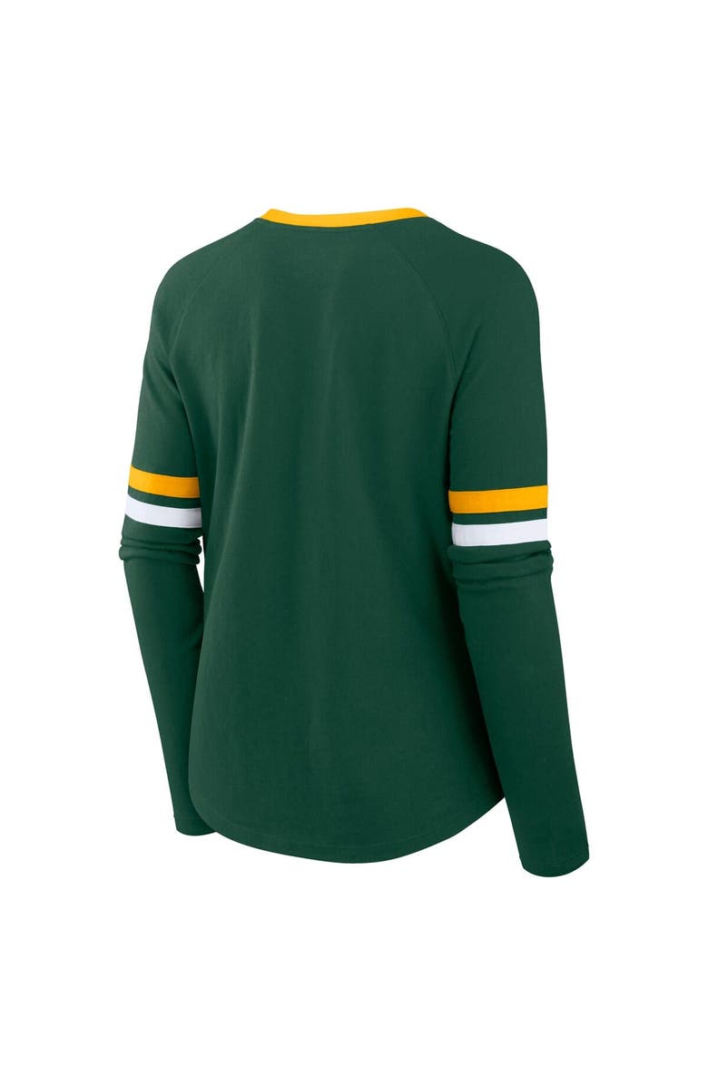 FANATICS Women's Fanatics Green Green Bay Packers Plus Size Won & Done Lace-Up V-Neck Long Sleeve T-Shirt, Alternate, color, 