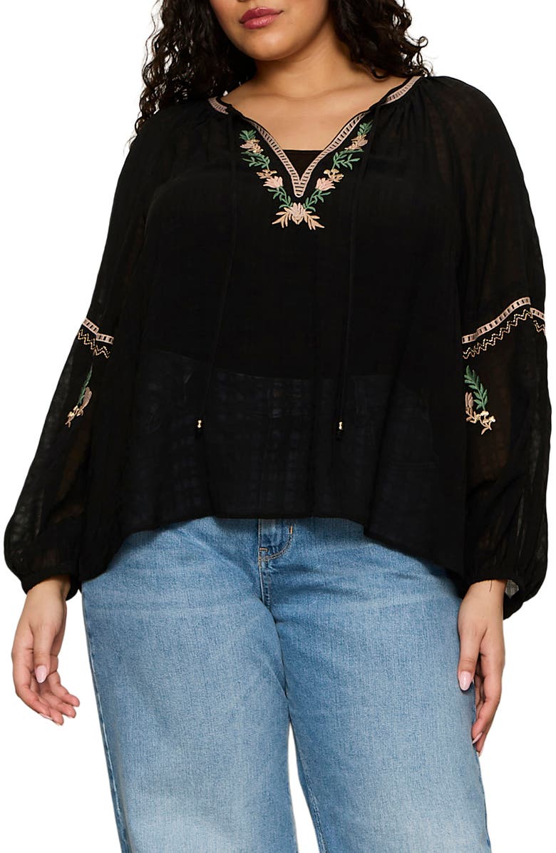 Sanctuary Raye Embroidered Top, Main, color, Black