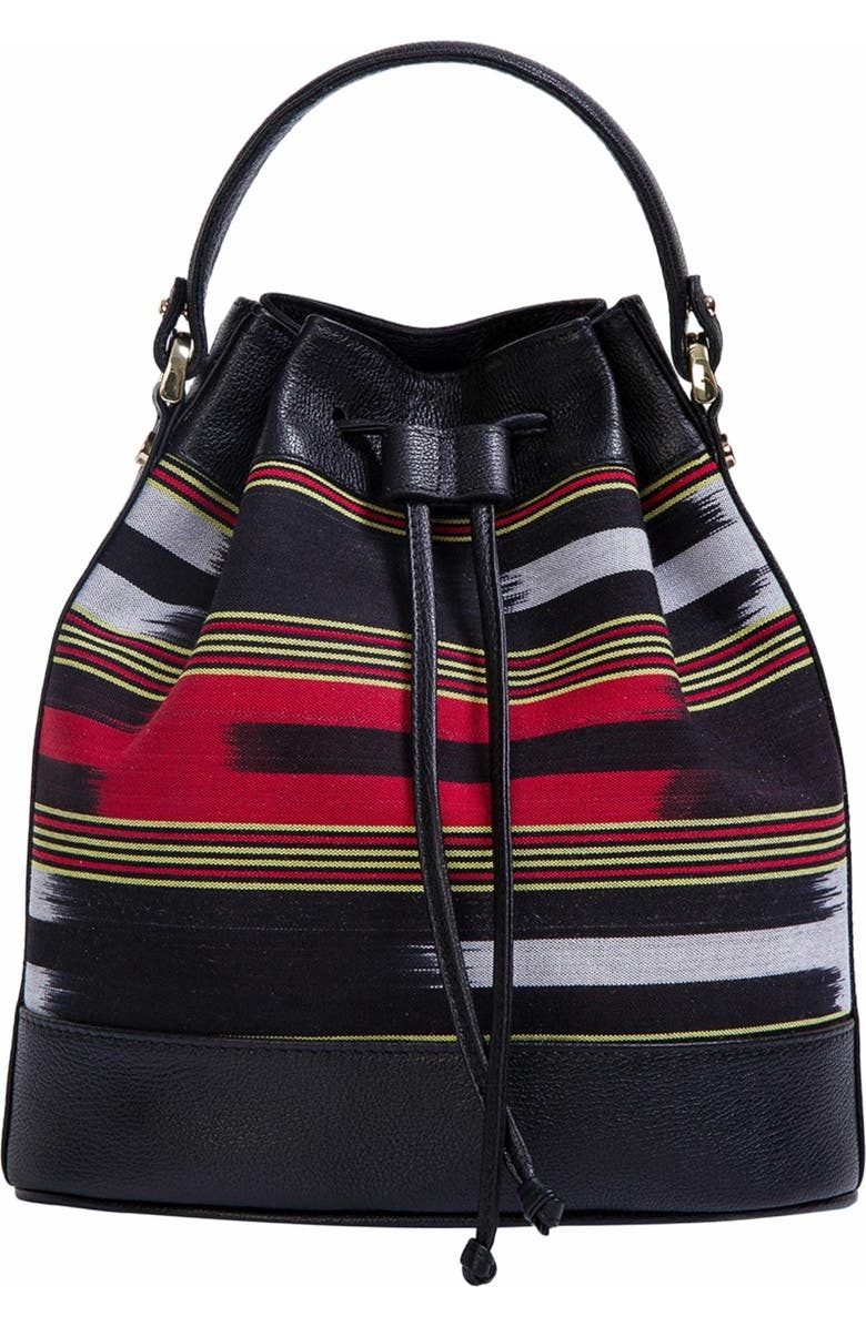 K'ai & Vrosi Leather & Fabric Pattern Convertible Bag, Main, color,