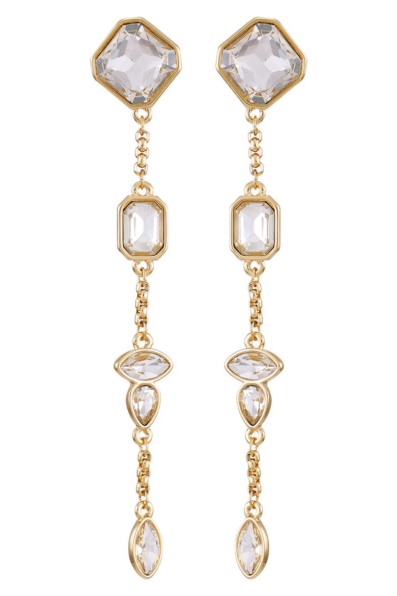 Crystal Linear Drop Earrings, Alternate, color, GOLD TONE