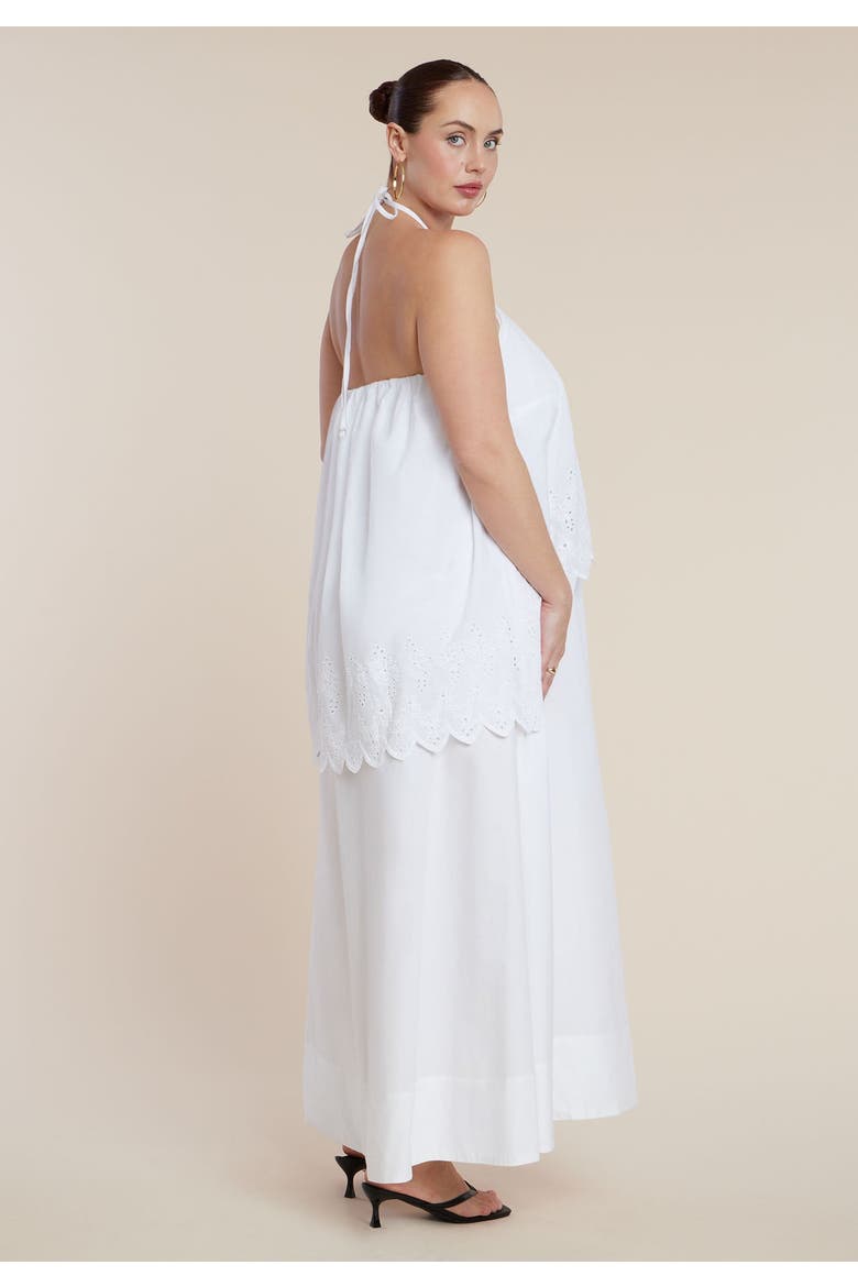 Embroidered Eyelet Halter Maxi Dress, Alternate, color, PRISTINE WHITE