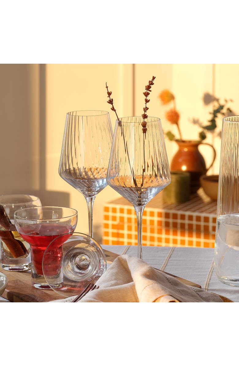 Zsa Zsa Zsu Poznan Optical Glass White Wine Glass 13 Oz. Transparent Set Of 6, Alternate, color, Clear