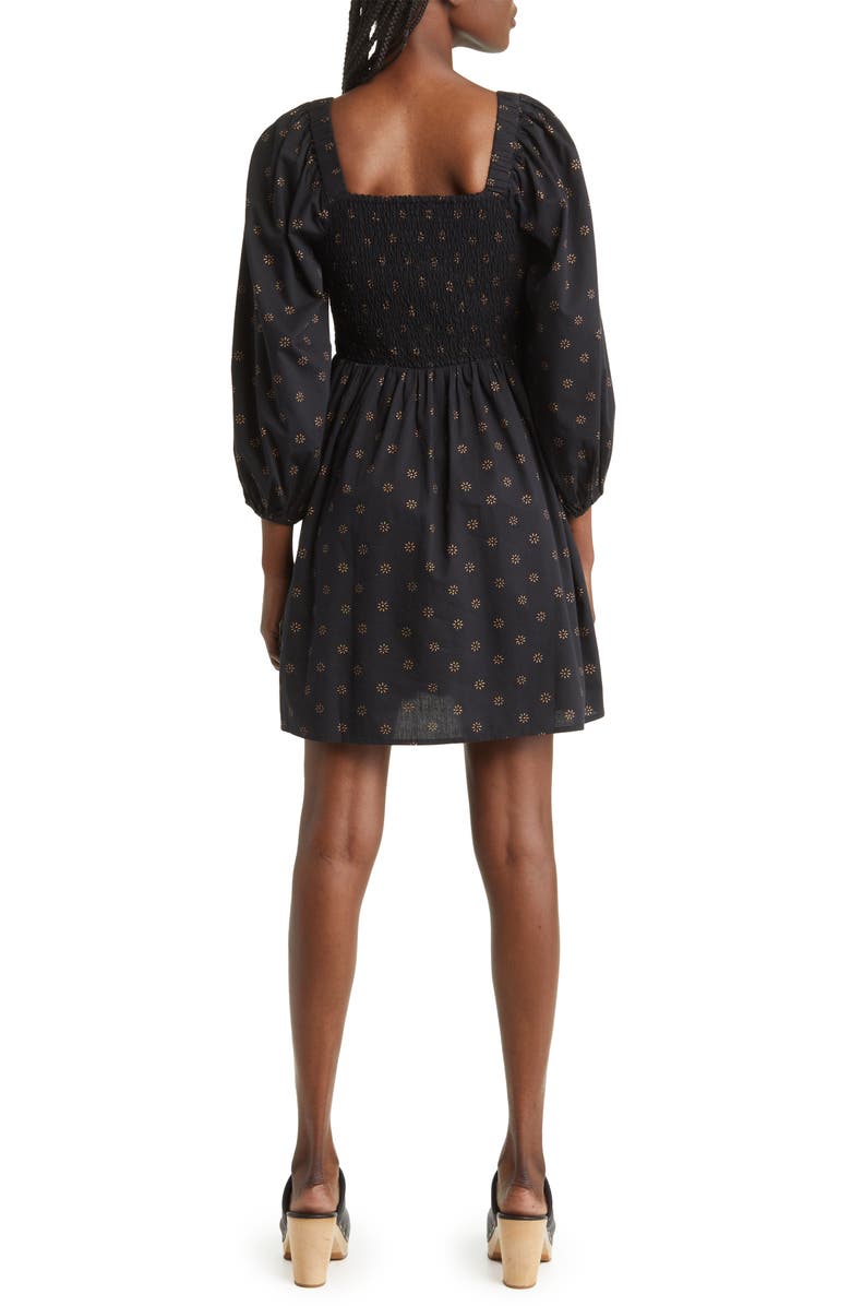 Madewell Lucie Dot Daisies Sweetheart Midi Dress, Alternate, color,
