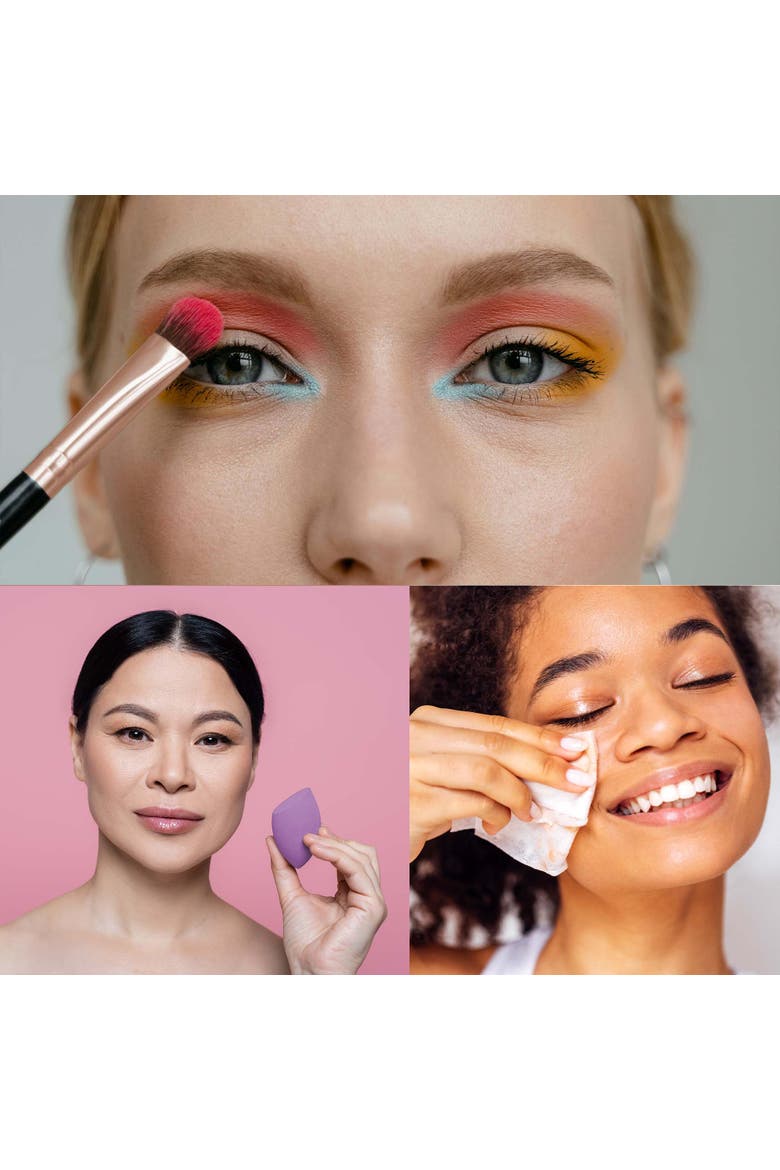 Makeup Essentials Bundle Brushes Wipes & Blender Sponge, Alternate, color, Multicolor