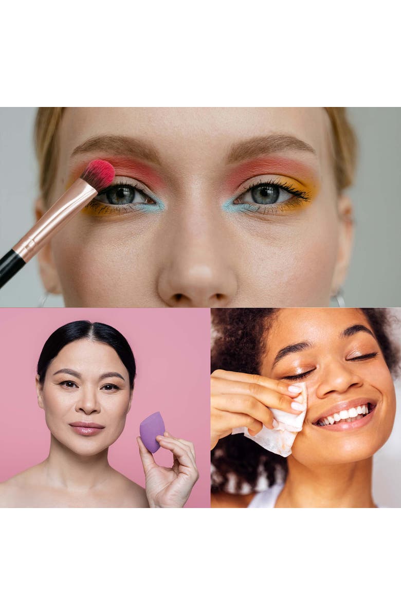 PURSONIC Makeup Essentials Bundle Brushes Wipes & Blender Sponge, Alternate, color, Multicolor
