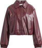 All in Favor Faux Leather Bomber Jacket