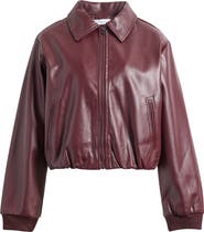 All in Favor Faux Leather Bomber Jacket