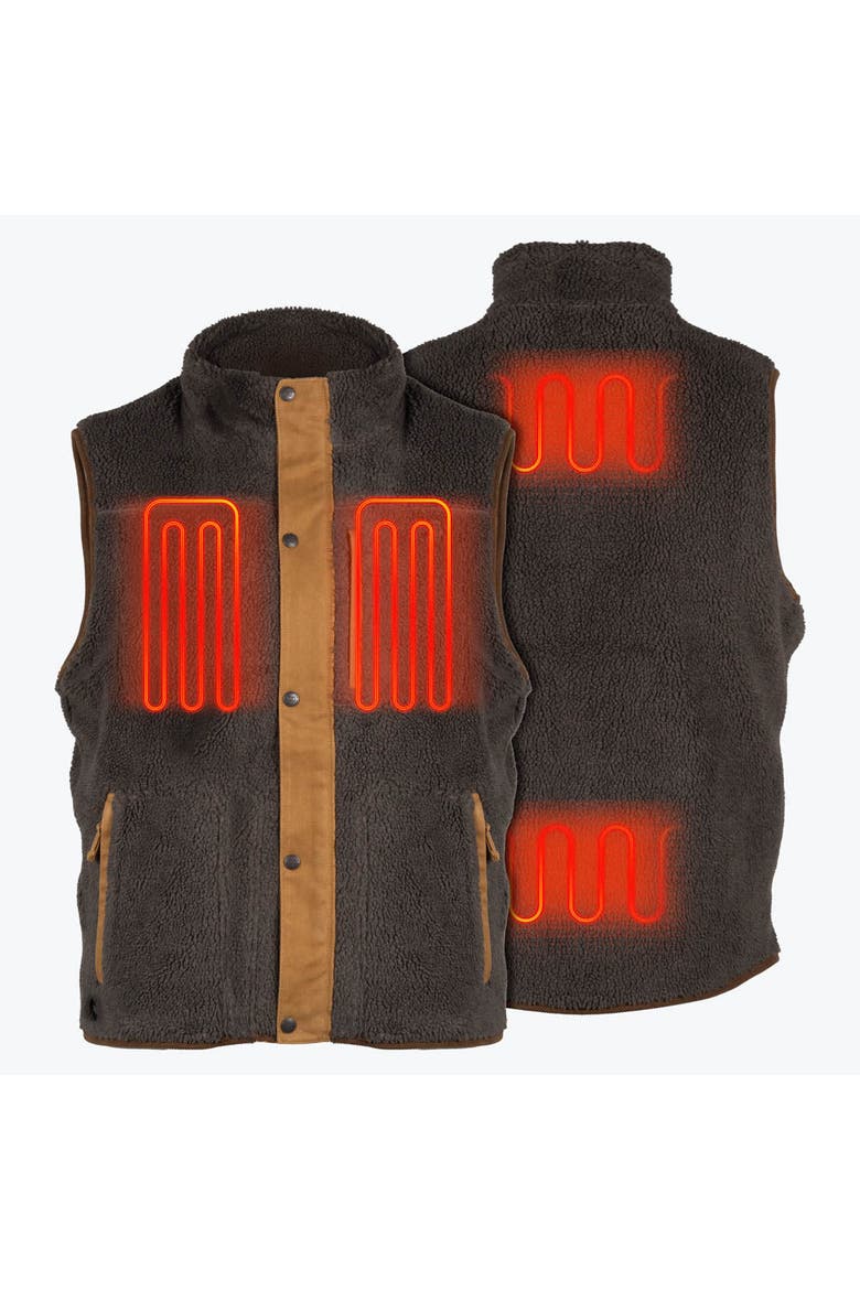 Ranch Heated High-Pile Fleece Vest, Alternate, color, Tan