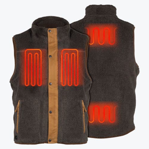 Mobile Warming Ranch Heated High-pile Fleece Vest In Brown