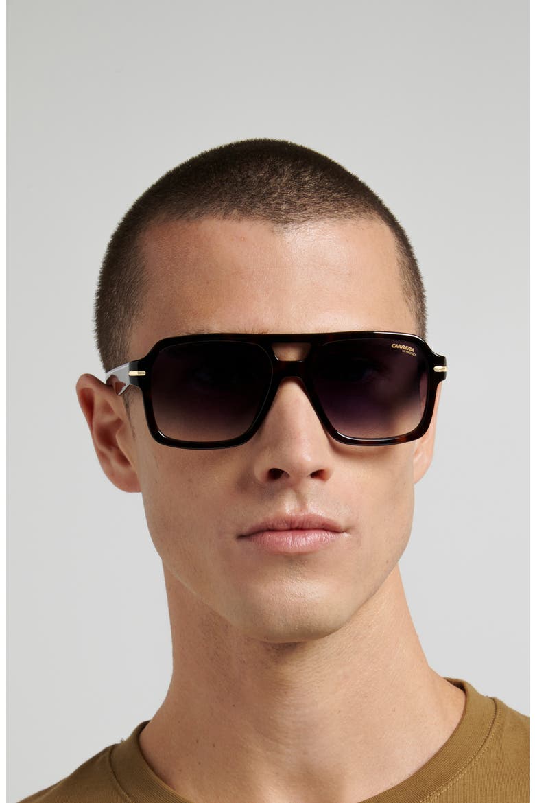 56mm Gradient Square Sunglasses, Alternate, color, HAVANA/ GREEN SHADED